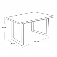 Dining Table 180×75×80 cm - Black & Beige