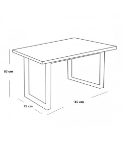 Dining Table 180×75×80 cm - Black & Beige