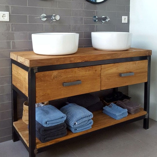 Bathroom sink unit with 2 drawers and 2 shelves