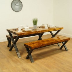 Dining Table X Frame AND 2 BENCH