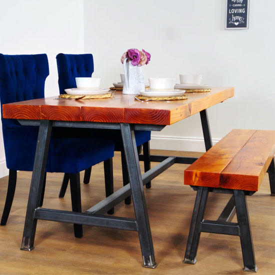 A-FRAME Industrial Dining Table and 1 BENCH