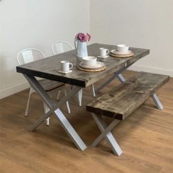 Dining Table Steel and 2 BENCH