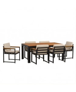 STEEL TABLE AND 6 CHAIRS