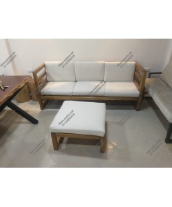 wooden sofa with puff