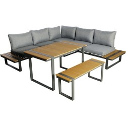  outdoor sofa set with dining table and bench