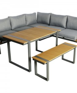  outdoor sofa set with dining table and bench