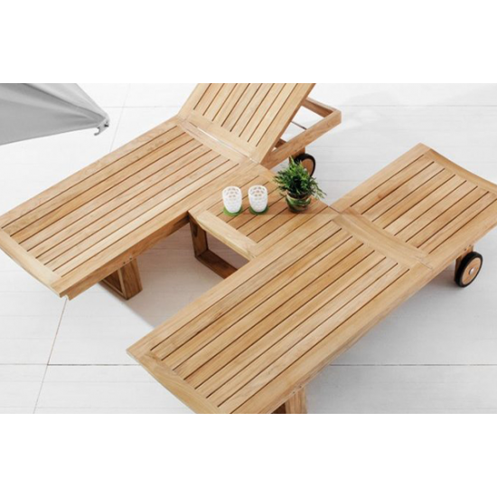 2 Wooden Sunbed + TABLE